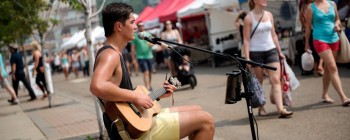 busker at Farmers' market